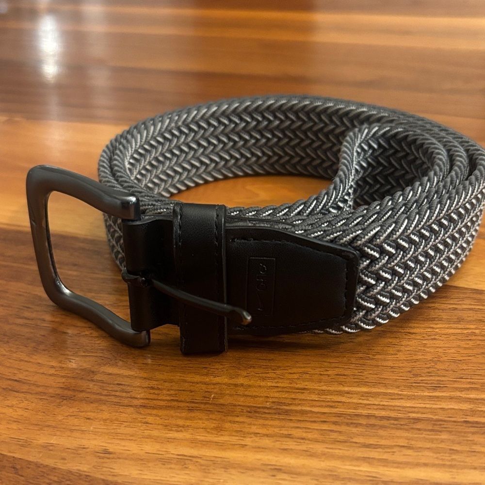 Nike G-Flex Braided Woven Belt Gray White Size Up to 45”